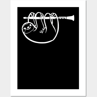 Sloth Playing Clarinet Instrument Shirt Men Women Kids Posters and Art